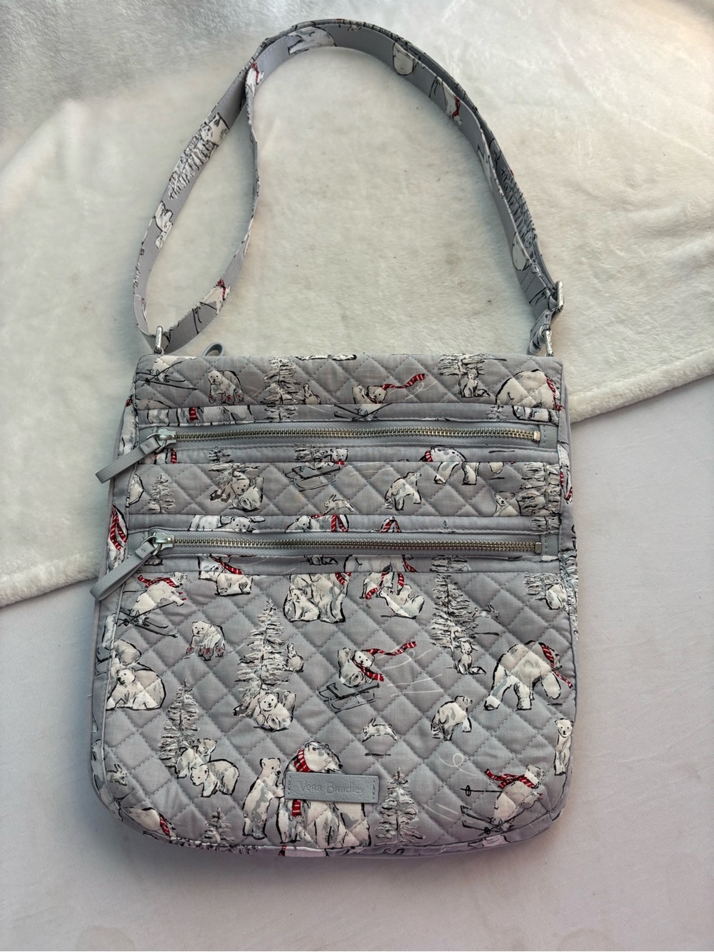 Vera Bradley Triple Zip Hipster Polar Bear, Beary Merry Christmas, Crossbody